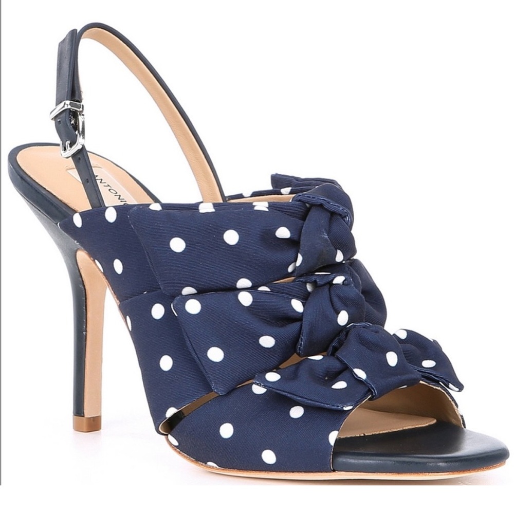 ANTONIO MELANI Vilada Triple Bow Polka Dot Slingback Heels